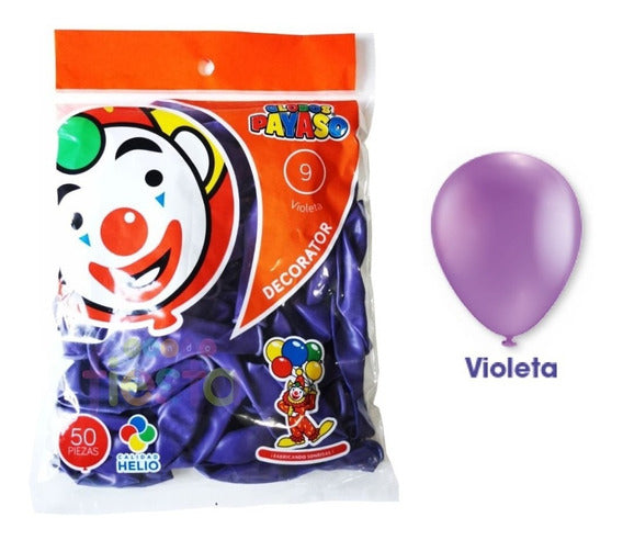 Globos Payaso No. 9 Violeta Bolsa con 50 Piezas