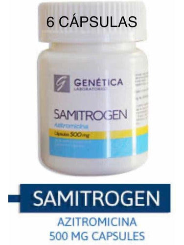 Samitrogen Azitromicina Capsulas 500 mg Frasco con 6 capsulas Genética