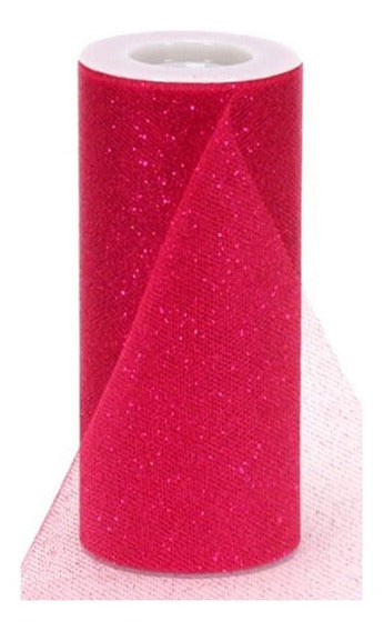 Rollo de Tul Diamantado 15 cm x 9.14 m 100 % Polyester Rojo