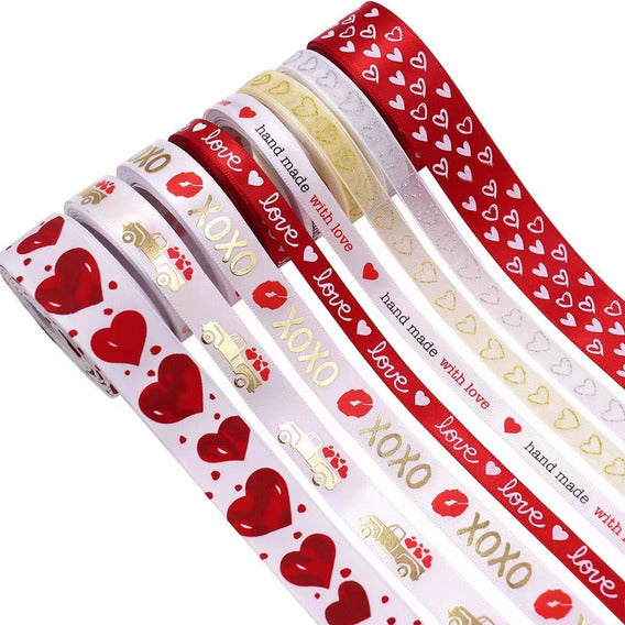 Listón Corazones Rojo Ancho 0009 Rollo con 40 m Celosa  Janel