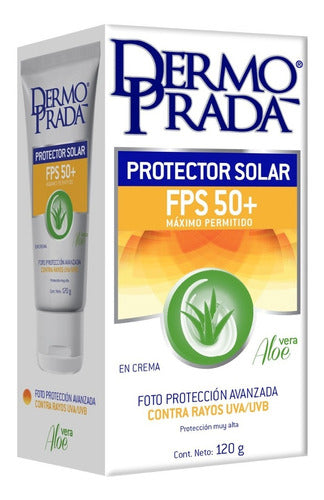 Dermo Prada Protector Solar FPS 50+en crema Aloe Vera 120 g. Genomma Lab