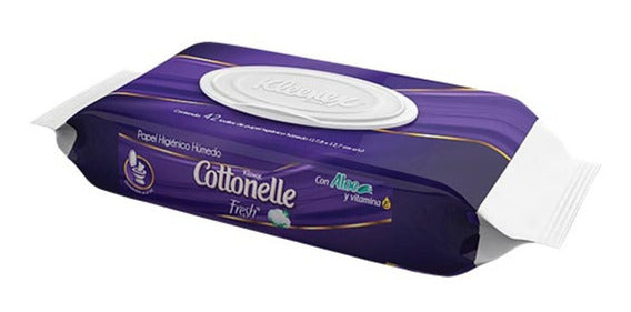 Papel Higiénico Húmedo con Aloe y Vitamina E Kleenex Cottonelle Fresh con 42 toallas