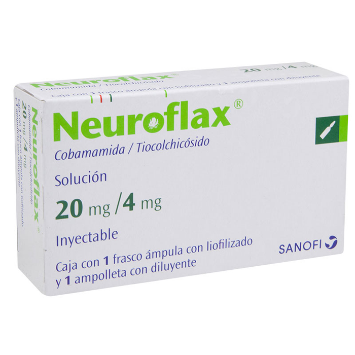Neuroflax Cobamamida, Tiocolchicosido Solución Inyectable 20 mg/4 mg 1 Fco. Amp. SANFER