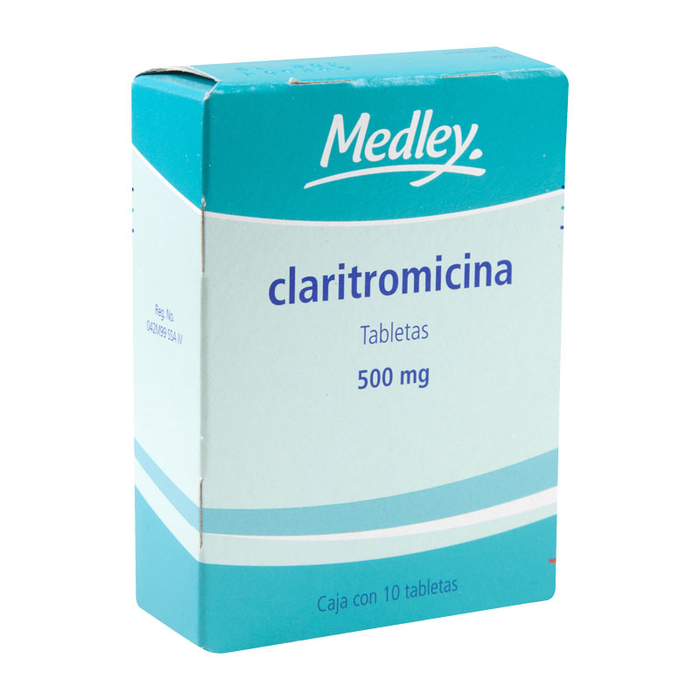 Claritromicina tabletas 500 mg Caja con 10 Medley