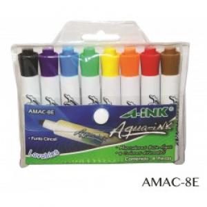 Marcadores Aqua-Ink Base Agua 8 piezas A-Ink Amac-8E