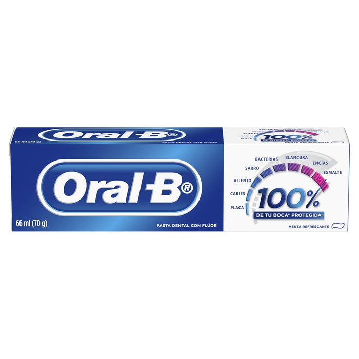 Pasta Dental 100% Tu Boca Protegida Menta Refrescante Oral B 70 g