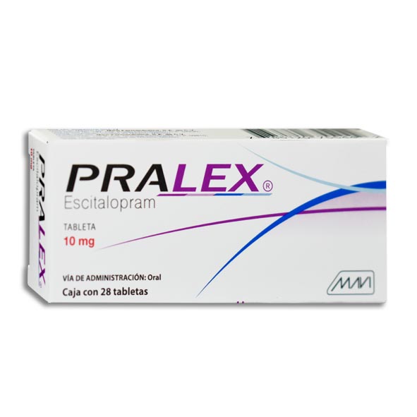 Escitalopram 10 mg Pralex  caja con 28 Tabletas MAVI