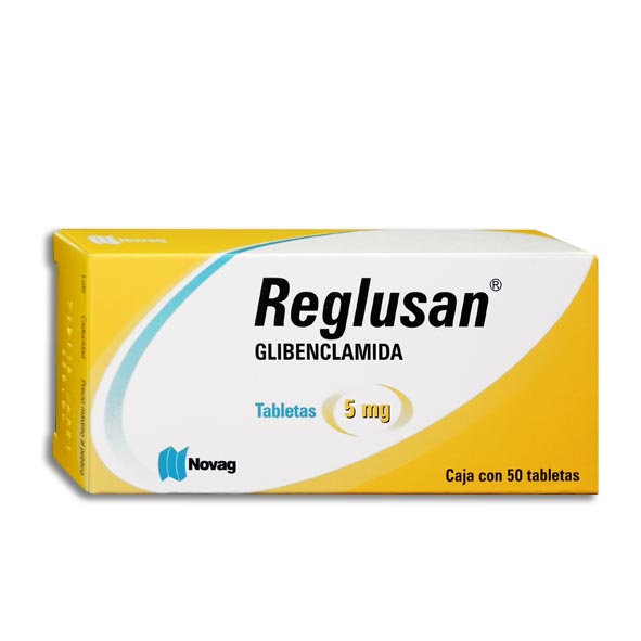 Glibenclamida 5 mg caja con 50 Tabletas Reglusan NOVAG