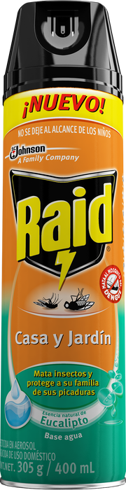 Insecticida en Aerosol 400 ml Raid Casa y Jardín Base Agua