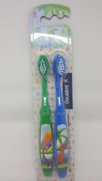 Cepillo Dental Niño 3 años 2 piezas Doraldent Suave Dinosaurios
