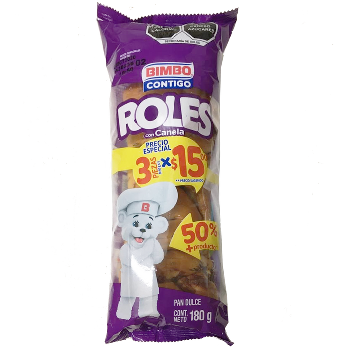 Roles de  Canela 3 Piezas 180 g Bimbo