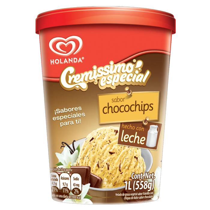 Helado de Choco chips Cremissimo Especial 1 litro Holanda