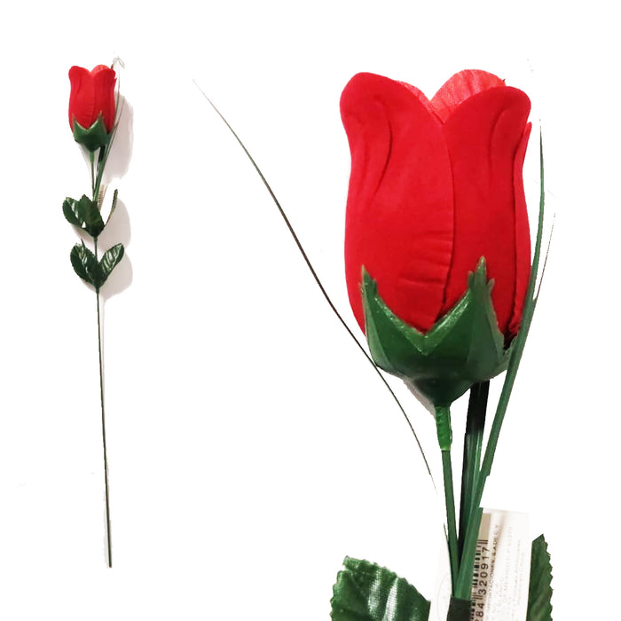 Rosa Botón con Pasto Terciopelo #GL12679 1 Pieza