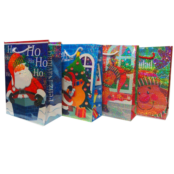 Bolsa de Regalo Mediana Holográfica Navidad Janel 30 x 22 x 9 cm