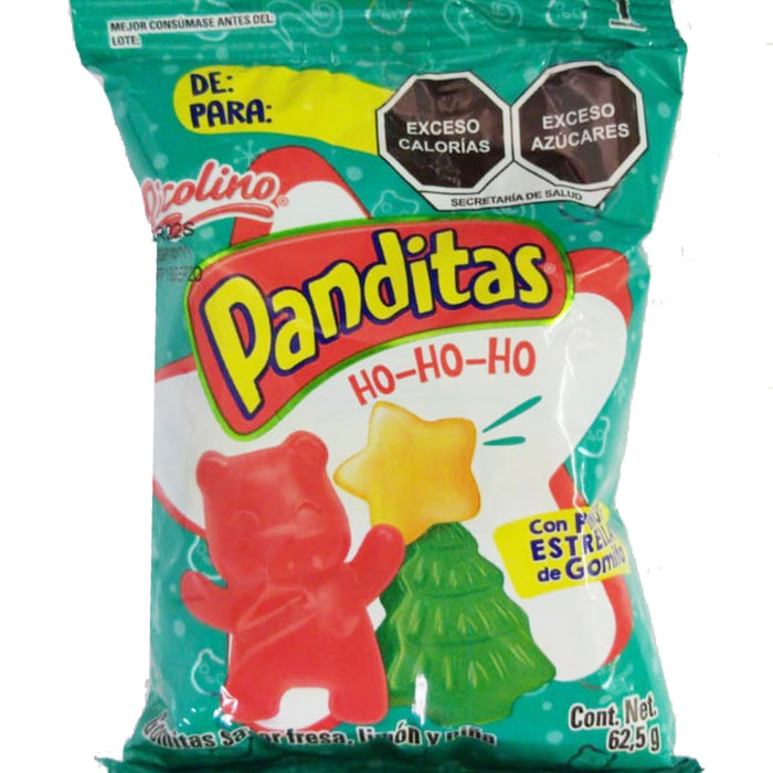 Panditas Ho-Ho-Ho con Pinos y Estrellas de Gomitas Ricolino 52.5 g