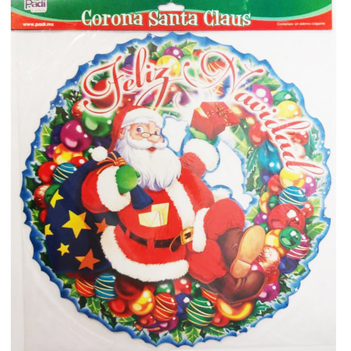 Decoracion Navideña Grande Corona Santa Claus Esferas Padi 36 cm