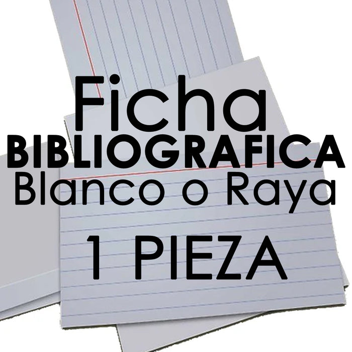 Ficha Bibliografica Blanca o Raya 1 piezas 3" x 5''