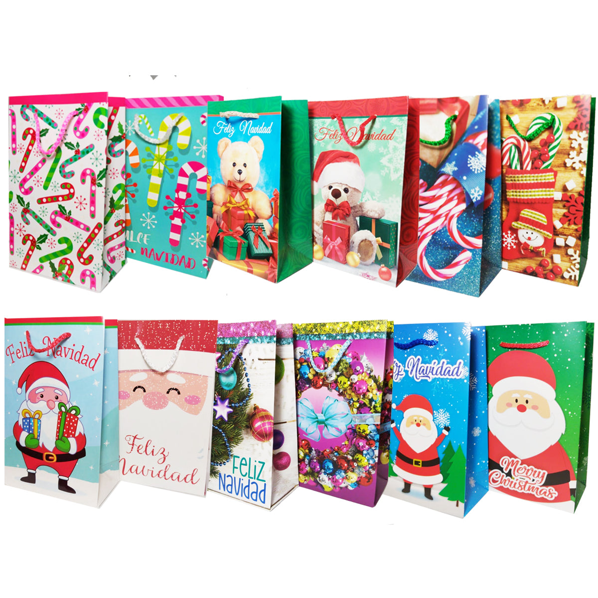 6 Sacchetti Regalo Premium TSHAOUN Bianchi Con Manici Argento E Nastro A Farfalla - 2 Taglie: 15x14x7 Cm E 28x20x9 Cm - Per Natale, Matrimoni, Shopping