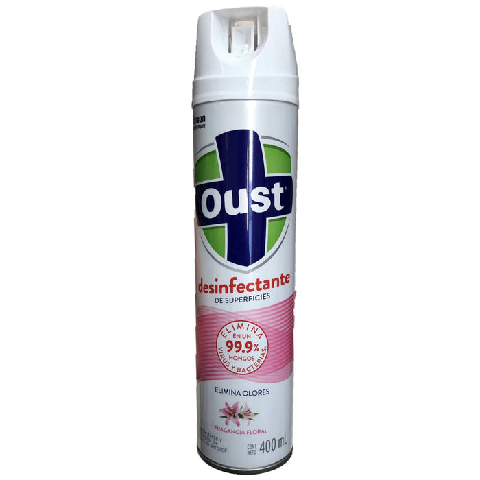 Oust Floral Desinfectante y Sanitizante 400 ml Elimina, Virus, Hongos y Bacterias Aerosol SCJohnson