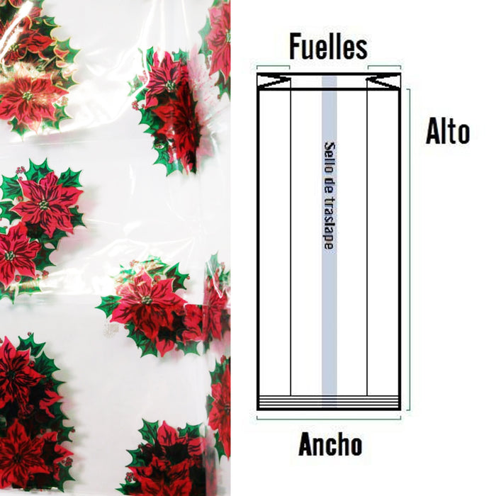 Bolsa Celofan Gigante con Fuelle 37 x 90 x 13 cm Navidad Varios Diseños 1 pieza
