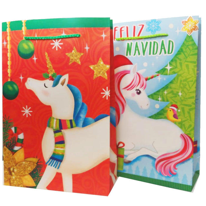 Bolsa de Regalo Grande Navidad Unicornio 36 x 25 x 10 cm 12/22