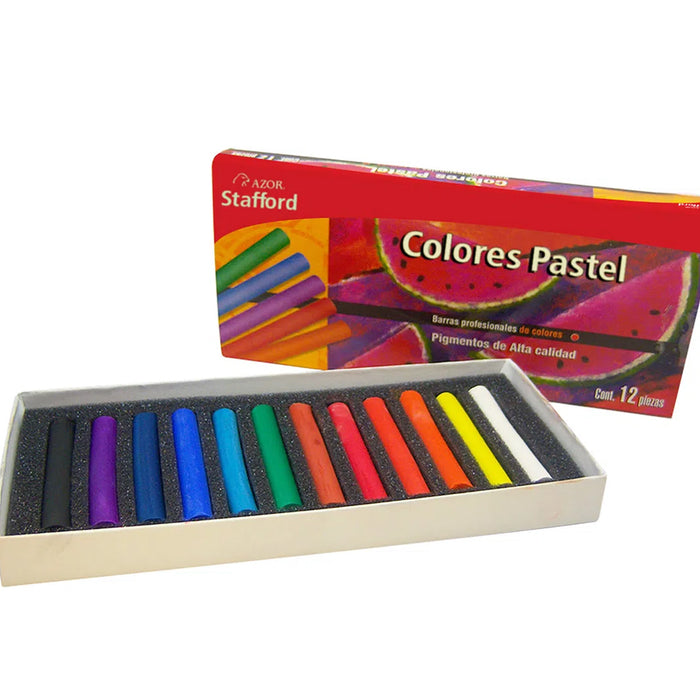 Gises Colores Pastel Profesionales 12 Piezas Azor