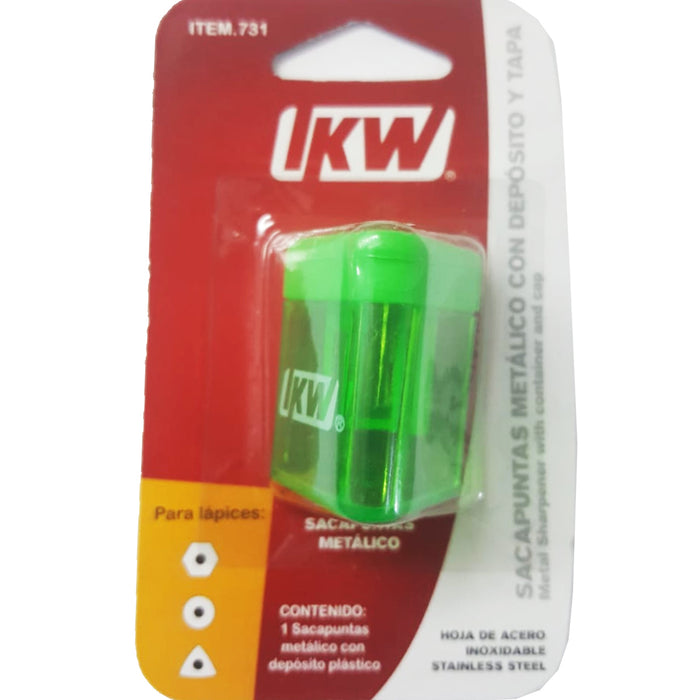 Sacapuntas Metalico con Deposito Plastico Color Transparente Triangular Ikw #731