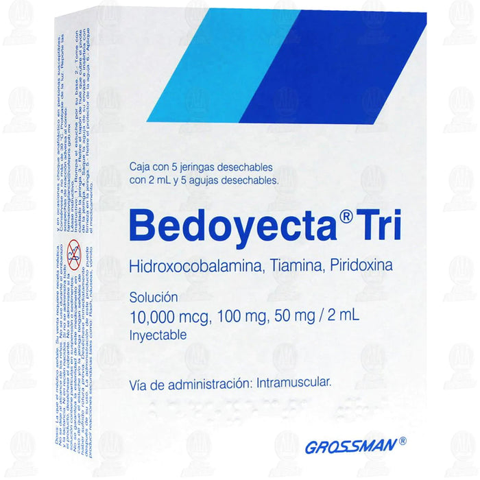 Bedoyecta Tri 5 Ampolletas Hidroxocobalamina, Tiamina, Piridoxina Grossman