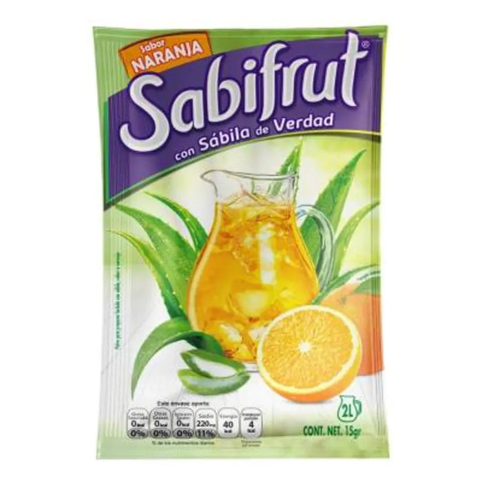 Polvo Sabifrut 15 g Naranja con Sabila de Verdad Rinde 2 litros