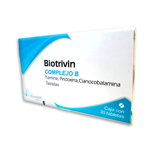 Complejo B Tiamina, Piridoxina, Cianocobalamina Biotrivin Caja 30 Tabletas  BIORESEARCH
