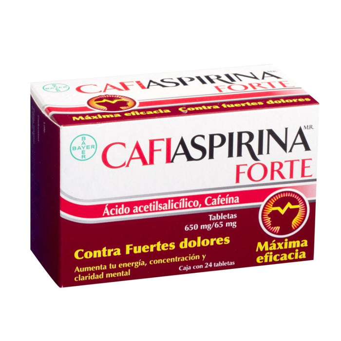 Cafiaspirina Forte Acido Acetil Salicílico/Cafeína Analgésico 24 tabletas Bayer