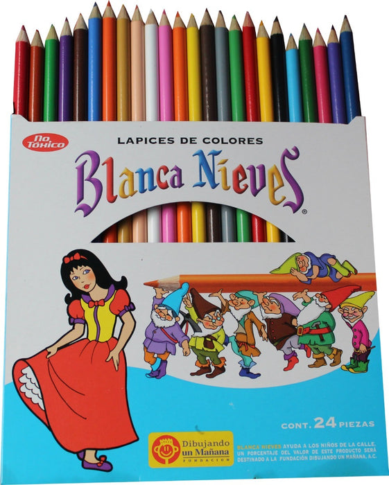 Lápices de Colores 24 Piezas Largos Dixon Blanca Nieves