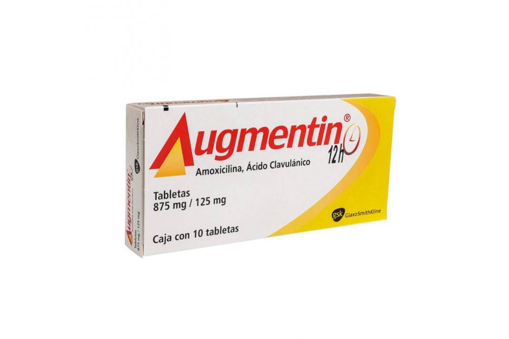 Augmentin 12 H Amoxacilina, Acido Clavulanico 875 mg/125 mg caja con 10 Tabletas Gsk