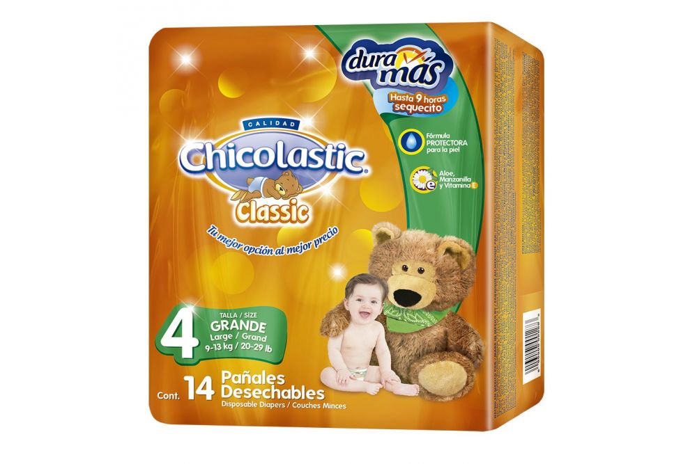 Pañal Chicolastic Classic Talla 4 Grande 14 Piezas Dura 9 horas sequecito