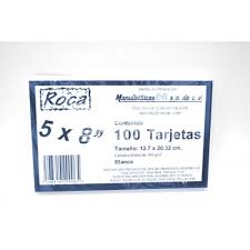 Ficha o Tarjeta de Trabajo Raya 100 piezas 5"x 8" MP