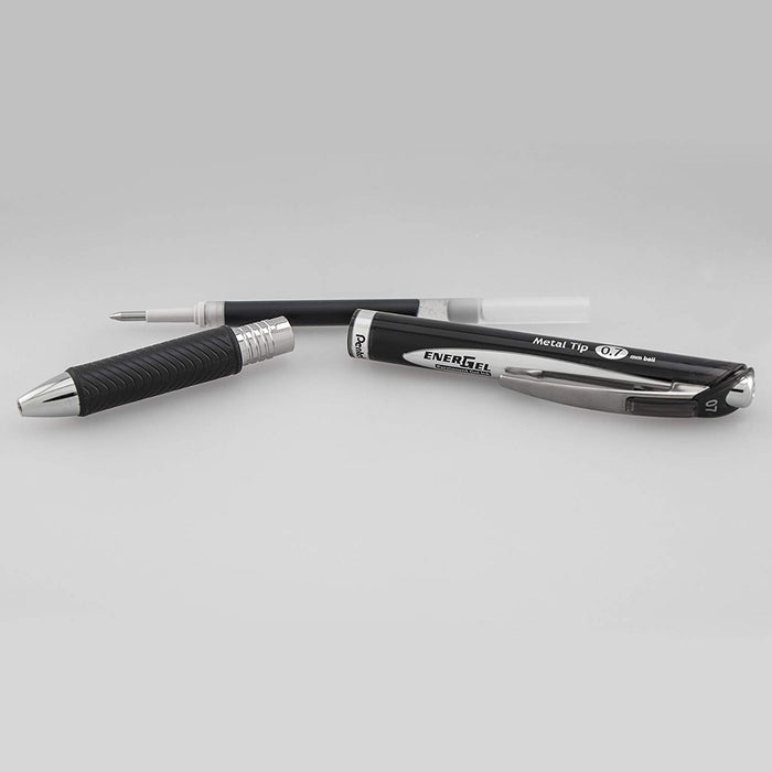 Pluma Energel Metal Tip 0.7 Ball Negro Retractil