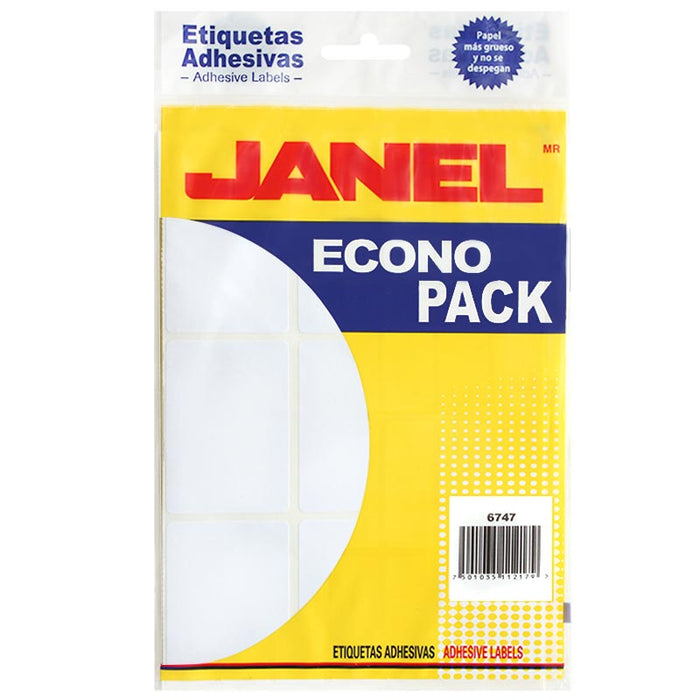 Etiquetas Adhesivas Blancas 67 x 47 mm Econo Pack Janel #13-6747