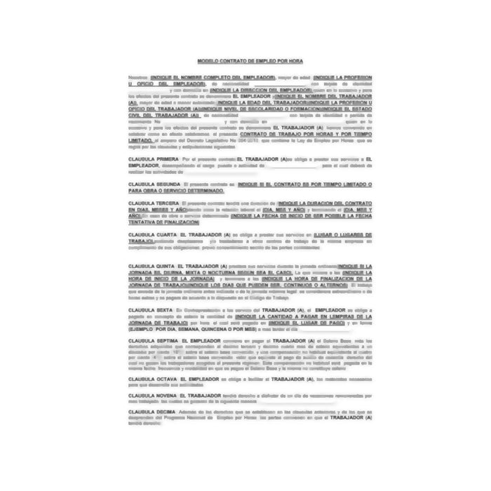 Contrato de Trabajo 1 hoja