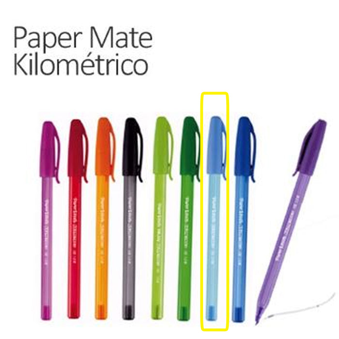 Pluma Kilométrico Punta Fina 0.7 mm Paper Mate Azul