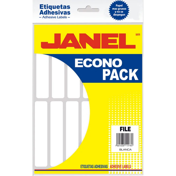 Etiquetas Adhesivas Blancas 20 x 105 mm 168 Piezas Janel #20-File