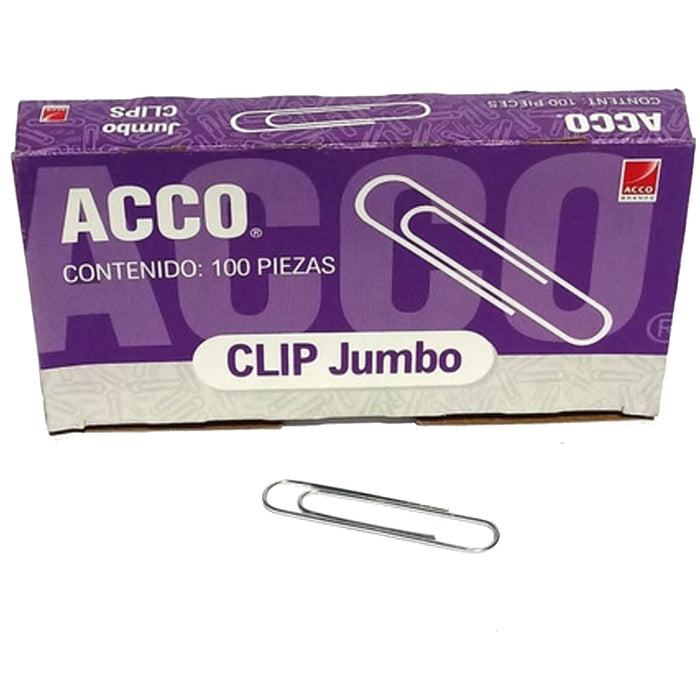 Clip Jumbo Plata 100 Piezas Acco #P1700