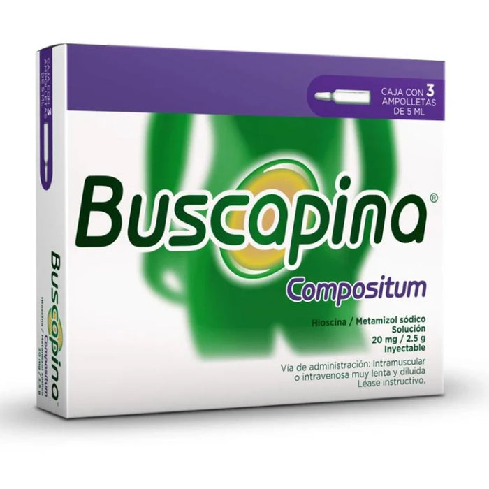 Buscapina Compositum Caja 3 ampolletas Sonofi Hioscina/Metamizol Sodico 20 mg/2.5 gr/5 ml Sonofi