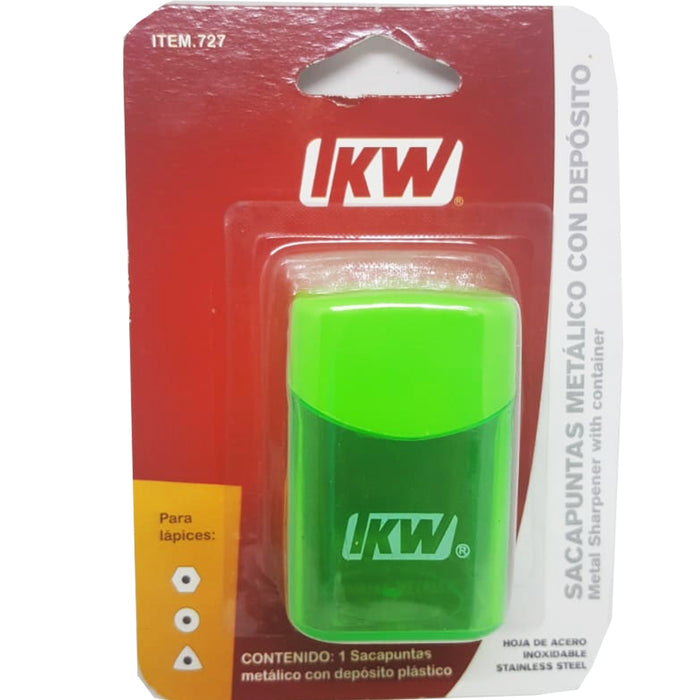 Sacapuntas Metalico con Deposito Plastico Color Transparente Ikw #727