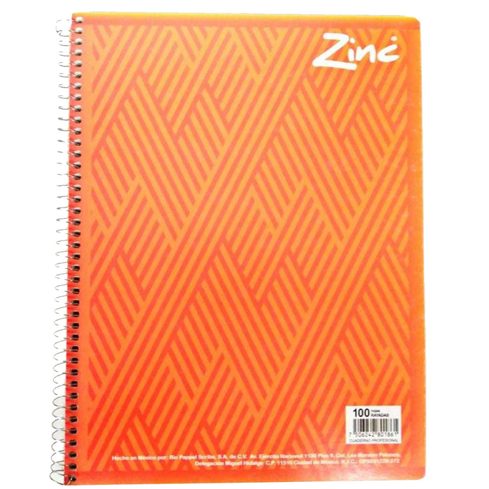 Cuaderno Profesional Espiral Cuadricula 5 mm 100 hojas Scribe Zinc