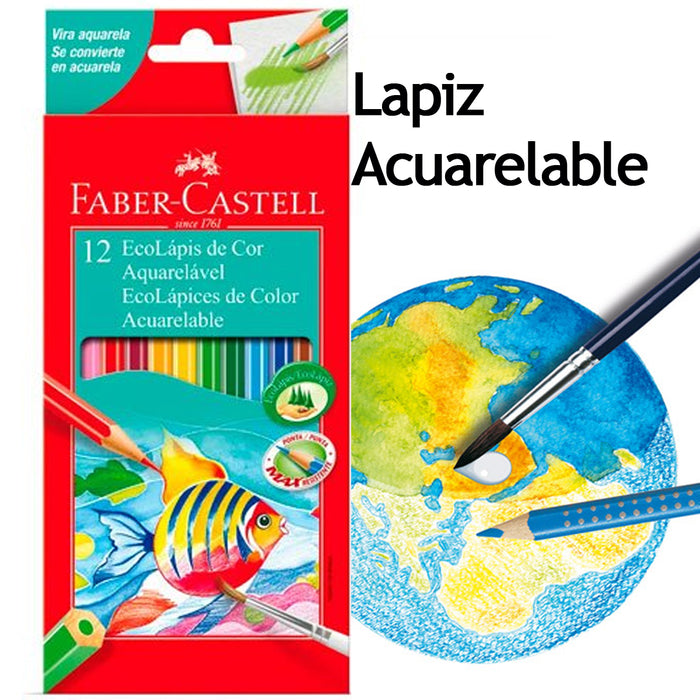 Colores Ecolapices Acuarelables 12 Piezas Faber Castel