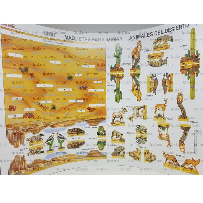 Maqueta Para Armar Doble Carta Animales del Desierto #16 Sun Rise
