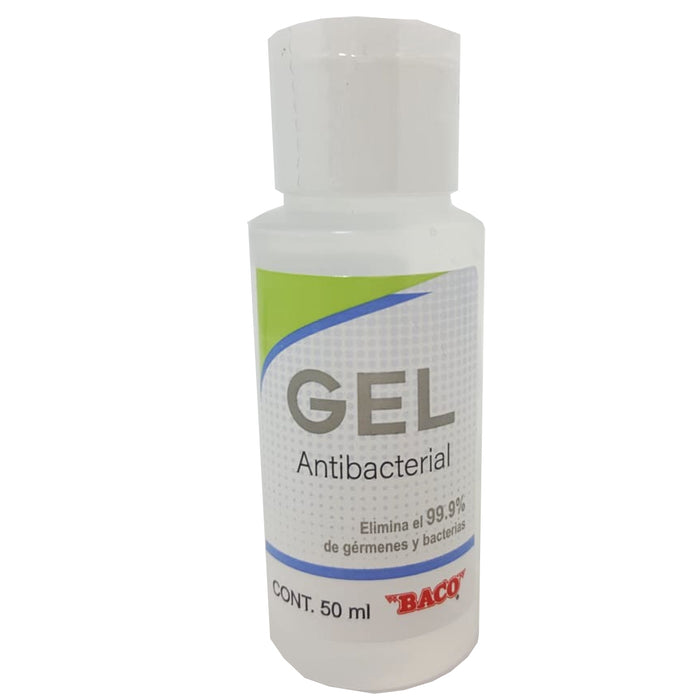 Gel Antibacterial Baco 50 ml Elimina el 99.9% de Gérmenes y Bacterias