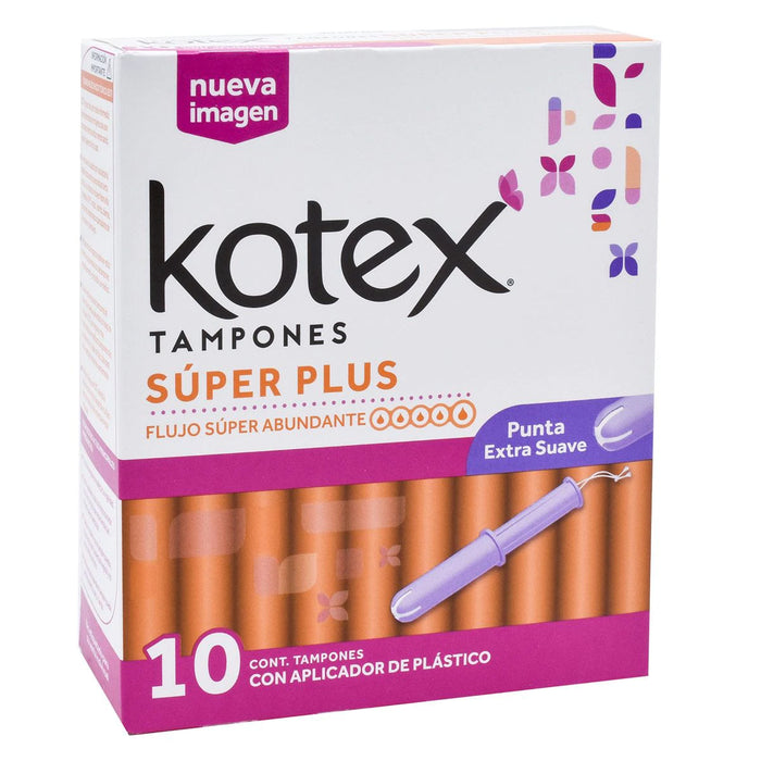Tampones Super Plus Flujo Super Abundante 10 piezas Kotex