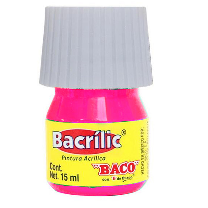 Pintura Acrilica Rosa Fluorescente Bacrilic 15 ml Baco