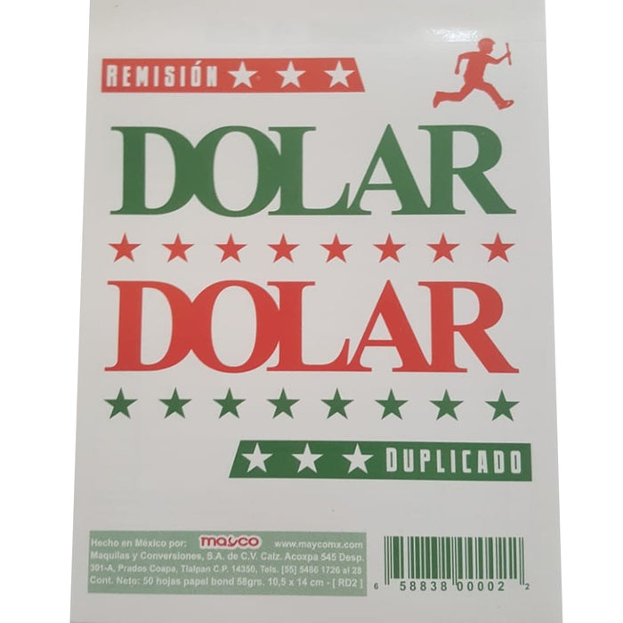 Notas de Remisión Con Papel Bond 50 Hojas Dólar